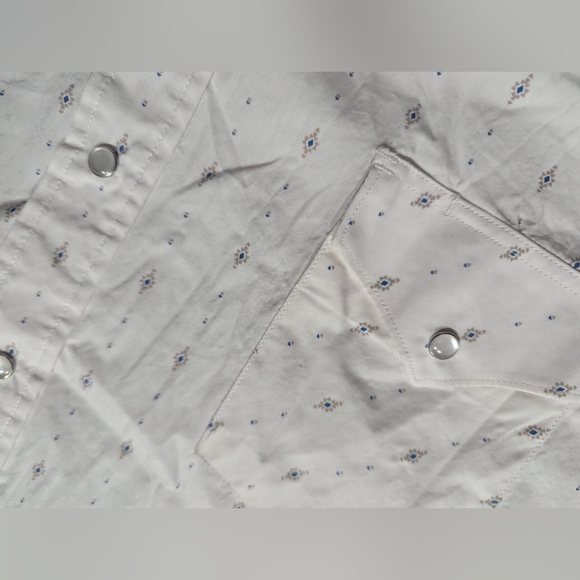 Ely Cattleman White Aztec Pearl Snap Shirt Mens 2XL Cowboy Western Long Sleeve - Picture 6 of 15